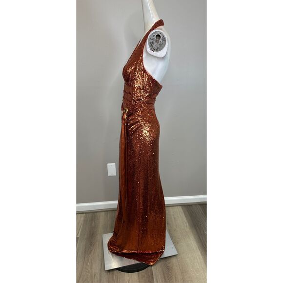 Halston Mio Sequin Halterneck Gown Size US2 $595 - Picture 8 of 12